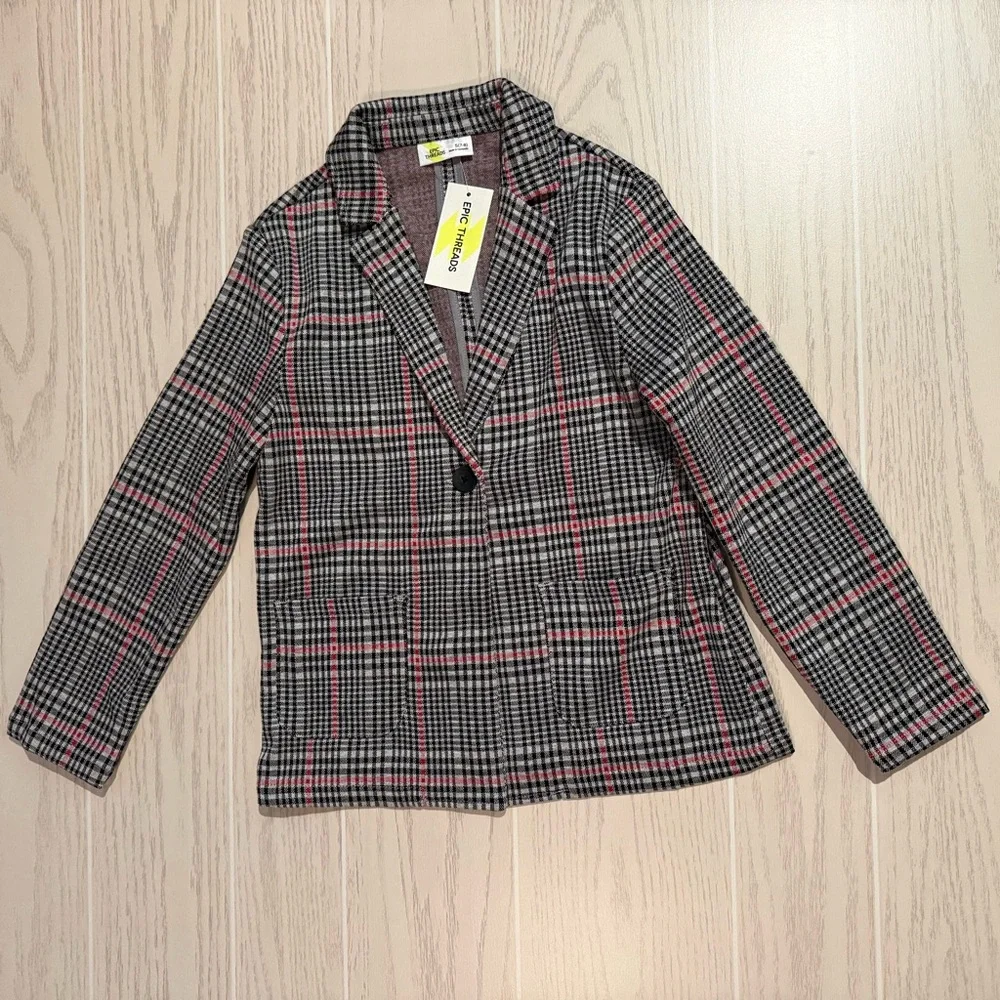 Epic Threads Preppy‎ Plaid Blazer Skirt Set Girls Size Small 7-8 NEW